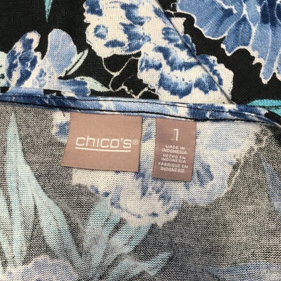 Chico’s Floral Top Long Sleeves Tee Size 1 - Picture 6 of 8